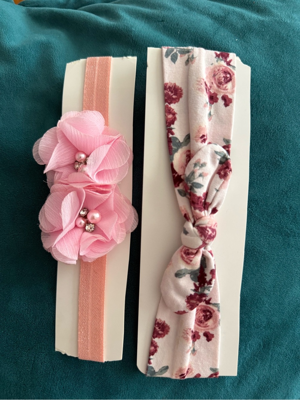 Baby Girl Headband Bundle - H&M Floral Knot 6M-3T & Pink Chiffon 3-6M